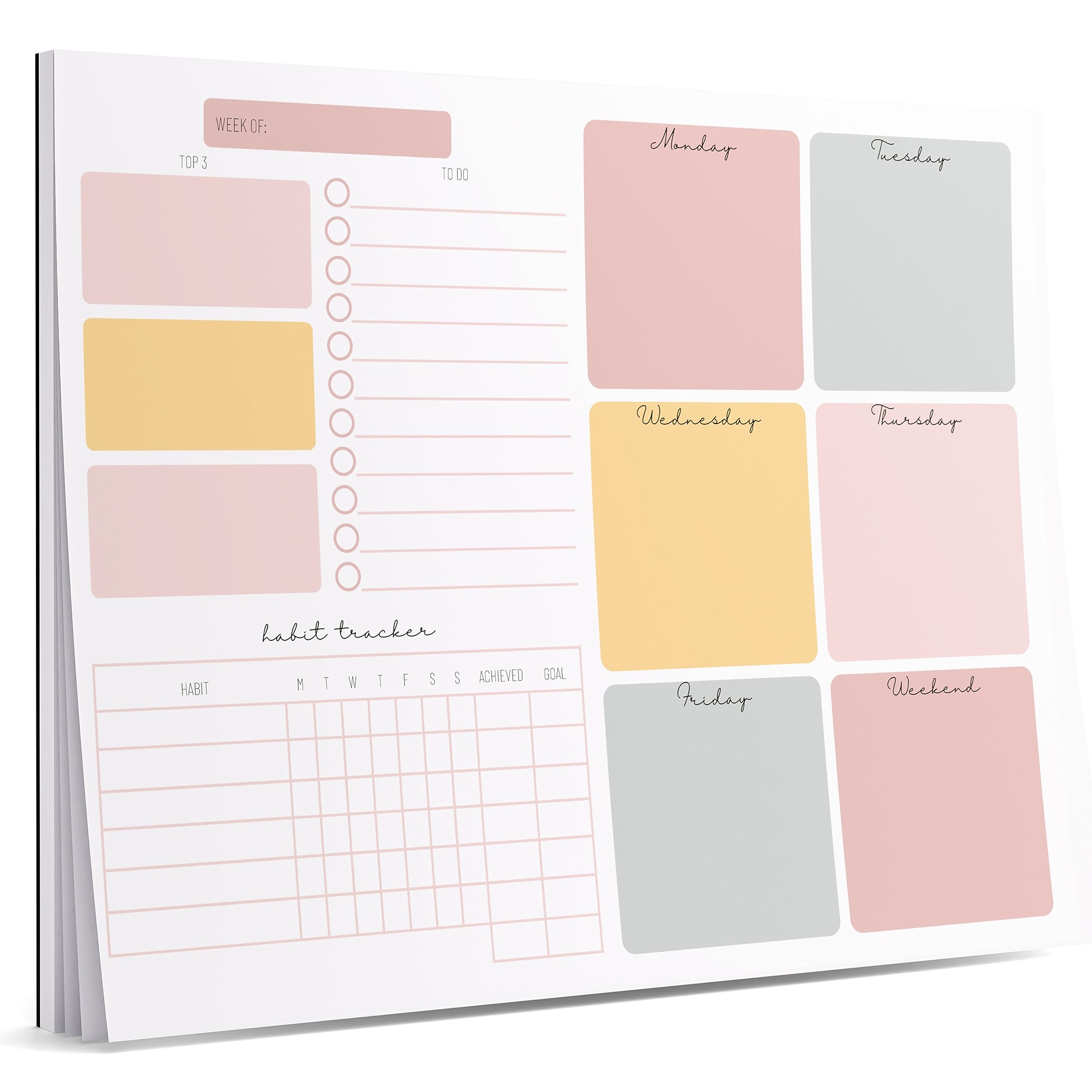 Weekly Planner Notepad Tear Off – 52 Undated Weekly Sheets Daily To Do List Notepad, Habit Tracker, Academic Planner Notebook, Daily Work Planner- Full Year Productivity Planner Weekly To Do List Pad