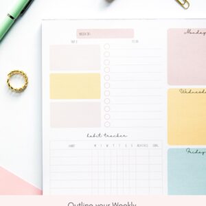 Weekly Planner Notepad Tear Off – 52 Undated Weekly Sheets Daily To Do List Notepad, Habit Tracker, Academic Planner Notebook, Daily Work Planner- Full Year Productivity Planner Weekly To Do List Pad