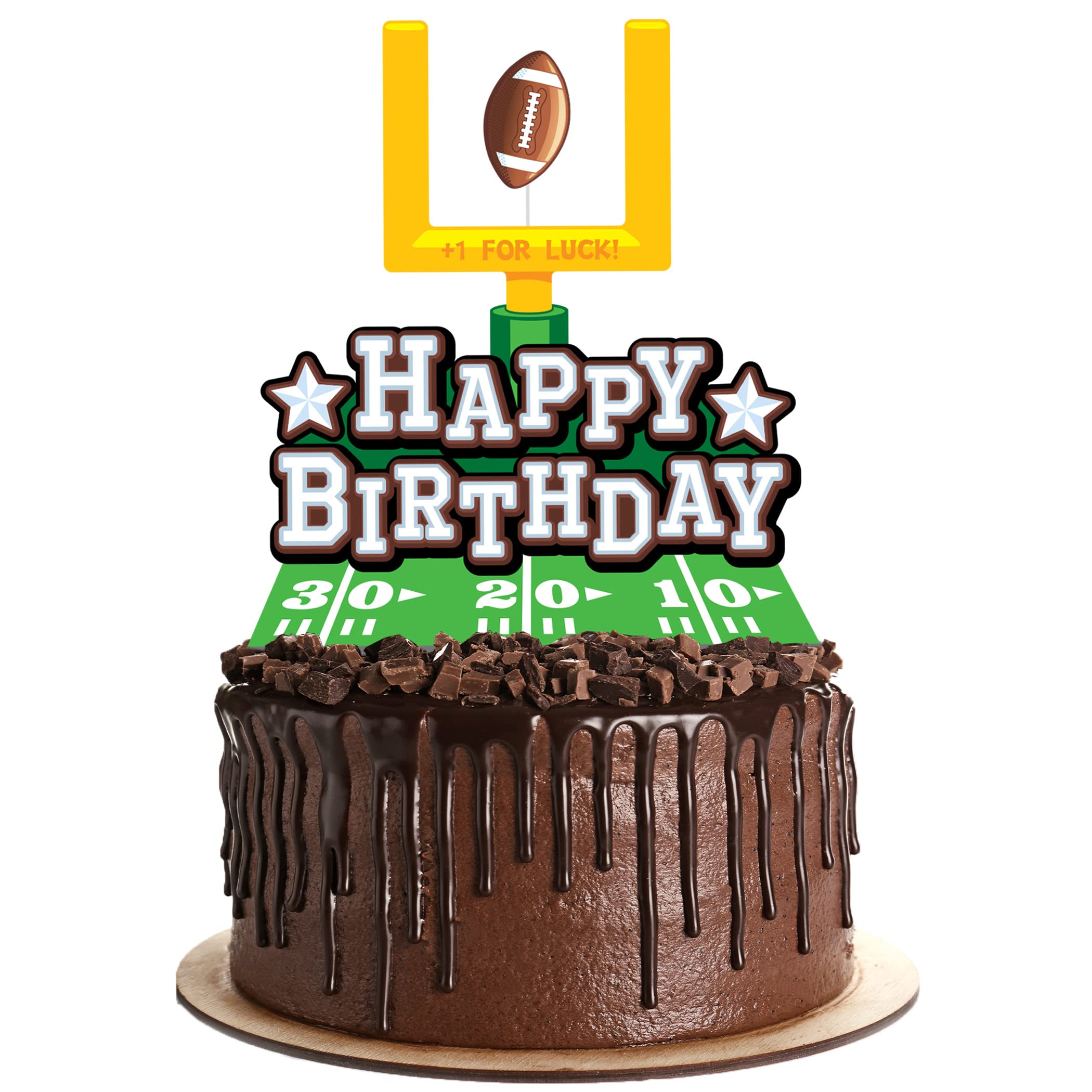 Treasures Gifted Happy Birthday Football Cake Topper - Football Party Decorations - Football Party Supplies - Football Birthday Party Decorations - Football Cake Decorations