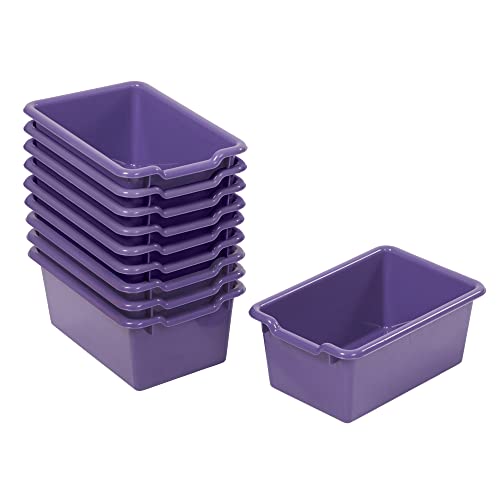 ECR4Kids Scoop Front Storage Bins, Multipurpose Organization, Purple, 10-Piece