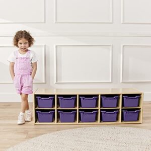 ECR4Kids Scoop Front Storage Bins, Multipurpose Organization, Purple, 10-Piece