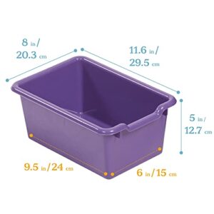 ECR4Kids Scoop Front Storage Bins, Multipurpose Organization, Purple, 10-Piece