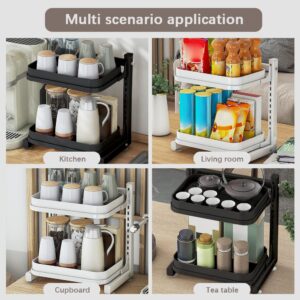 A.B Crew Adjustable 2-Tier Cups Mugs Drying Rack with Drain Tray Cups and Mugs Storage Organizer Coffee Cup Storage Shelf for Kitchen Countertop Decoration White