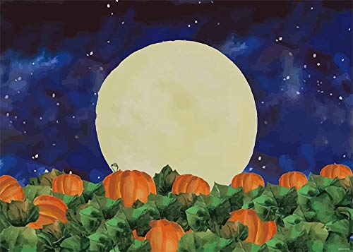 Halloween Pumpkin Field Photography Background Starry Sky Night Moon Halloween Backdrops Baby Shower Birthday Party Photo Studio Props Banner 7x5ft