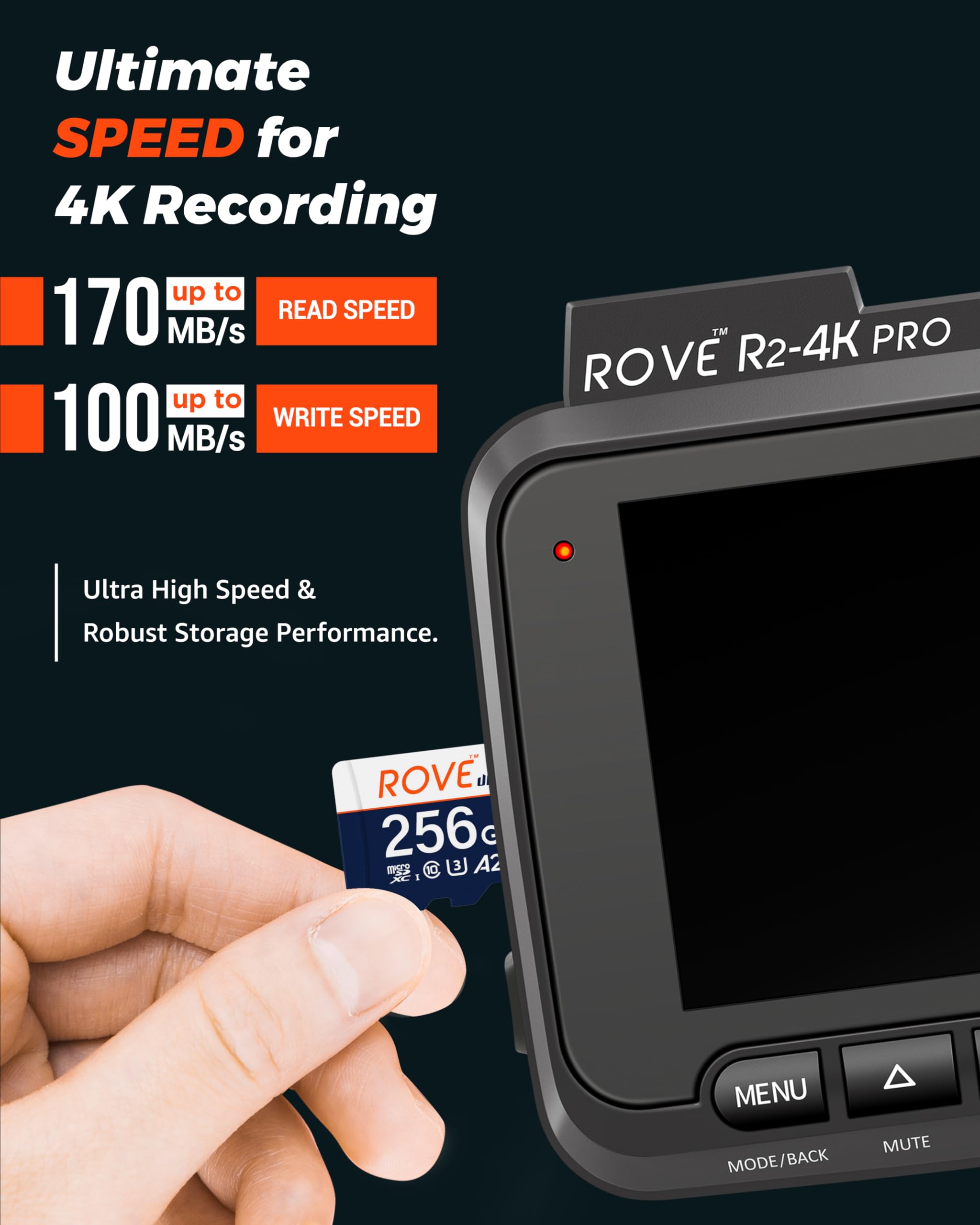 ROVE R3 Dash Cam | Hardwire Kit | 256GB Micro SD Card