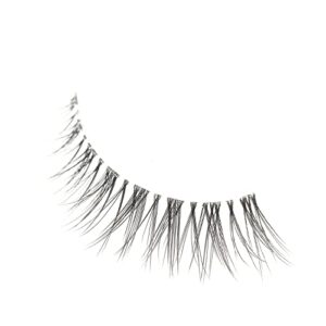 Crescent - Reusable 15 Wears, Natural Looking Clear Band Vegan False Lashes, Handmade from Korean Silk. Lightweight Cruelty Free Eyelash for Everyday Look - 1 Pair