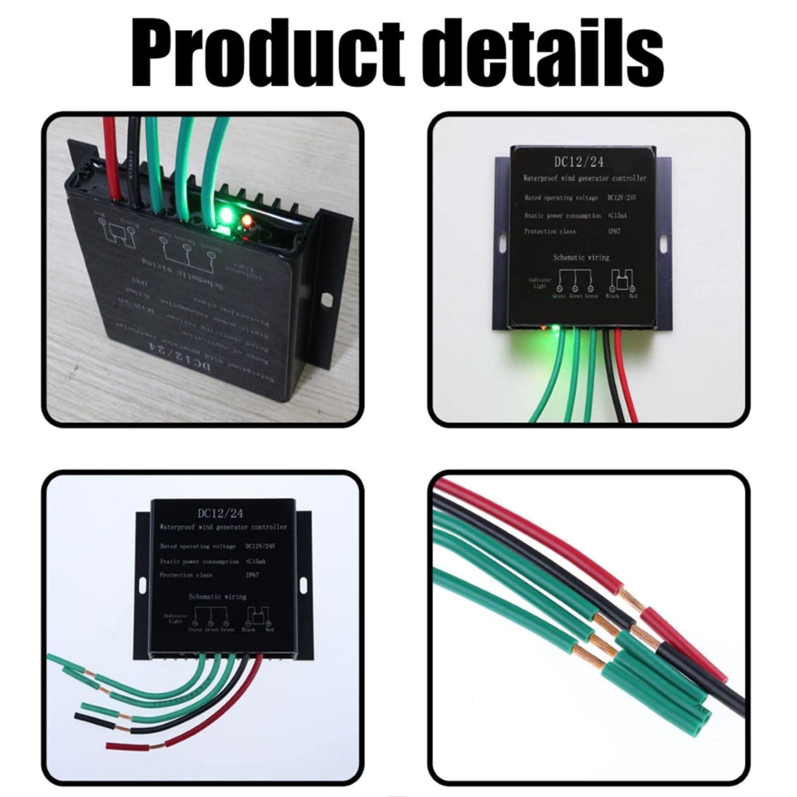 AISINILALAO 3000W 12V/24V/48V Wind Controller, for Three Phase AC 12V 24V 48V MPPT Wind Charge Controller for Wind Turbines Vertical Or Horizontal,12v