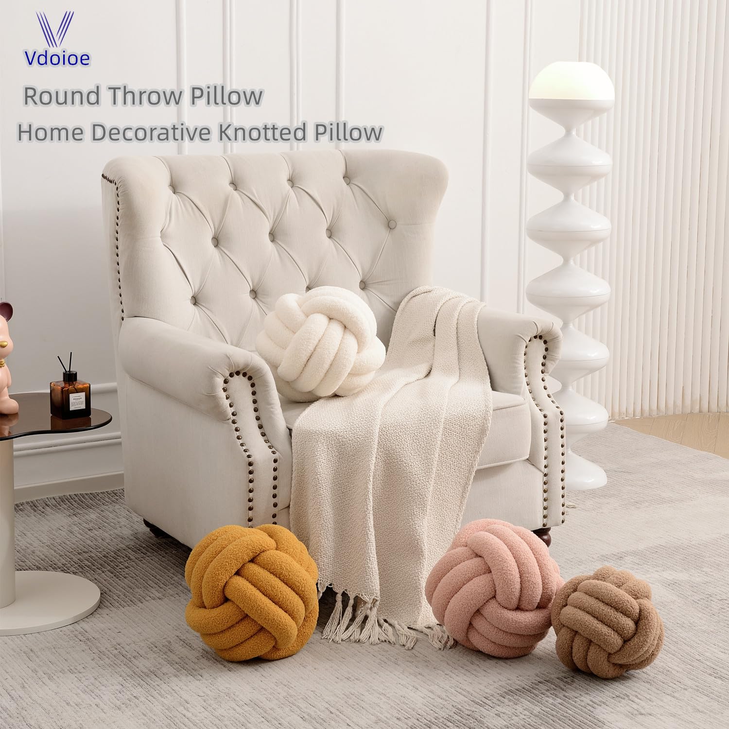 Vdoioe Knot Pillow Ball,Round Knot Throw Pillow Home Decorative Ball Pillow Soft Knotted Pillow for Living Room Bed Couch Sofa