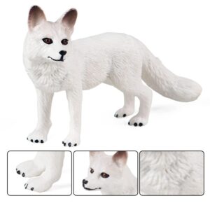 Bbiamsleep 4 Pieces White Fox Animal Figures Mini Animals Set Realistic Arctic Fox Family Figurines for Cake Topper Party Favors Christmas Birthday Supplies