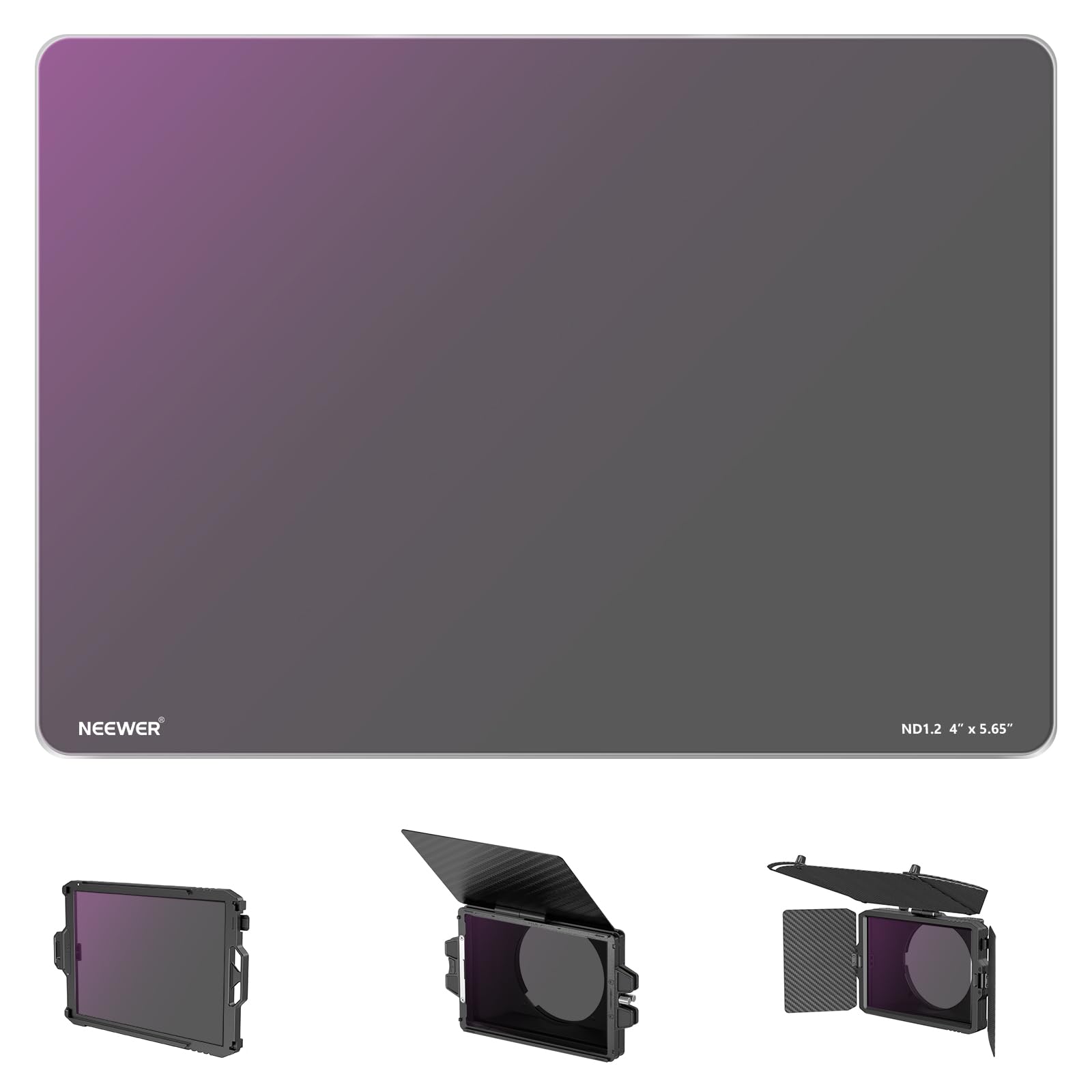 NEEWER ND1.2(4 Stops) Square ND Filter, 4"x5.65" Cinema Neutral Density Filter Compatible with Tilta Compatible with SmallRig Matte Box, Slim Multi Coated HD Optical Glass/6.25% Light Transmittance