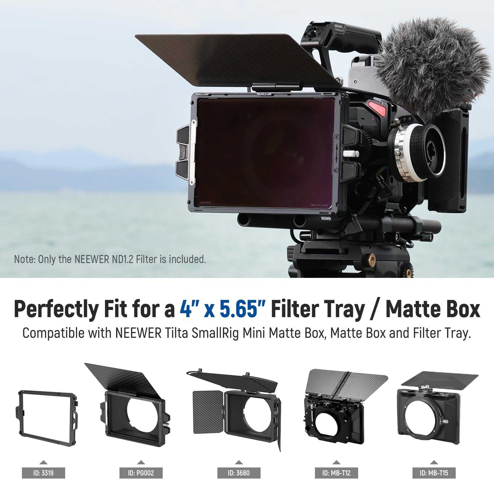 NEEWER ND1.2(4 Stops) Square ND Filter, 4"x5.65" Cinema Neutral Density Filter Compatible with Tilta Compatible with SmallRig Matte Box, Slim Multi Coated HD Optical Glass/6.25% Light Transmittance