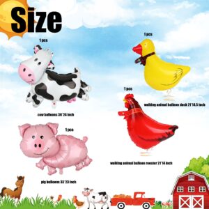 Farm Animal Balloons Cow Pig Balloon Farm Animal Theme 1st Birthday Party Decor Supplies Walking Animal Balloons Duck Rooster Large Number 1 Balloon ONE Letter Banner Balloon 14 Pcs