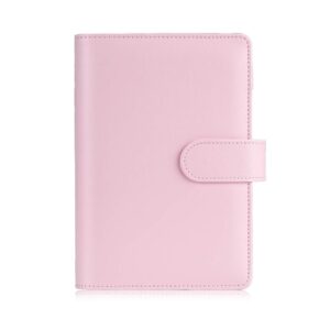 sooez a6 notebook binder, 6 ring planner with stylish design, loose leaf personal organizer binder cover with magnetic buckle closure, pu leather binder for women with macaron colors, 7.48"x5.2"