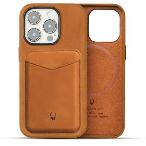 donbolso leather case for iphone 14 pro max + wallet bundle - classic leather with anti-scratch microfiber lining