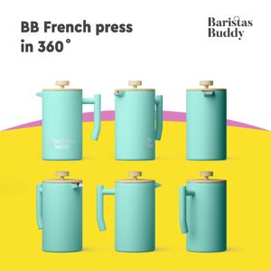 BaristasBuddy Stainless Steel French Press Coffee Maker - Insulated Brewer For Home, Camping Or Travel - Large 34oz Capacity