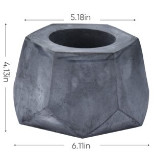 ROUNDFIRE Faceted Concrete Tabletop Fire Pit with 1 x Liter Premium Ethanol Fuel - Fire Bowl, Portable Fire Pit, Small Personal Fireplace for Indoor and Garden Use