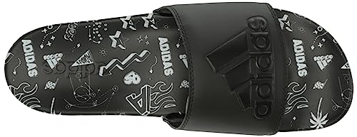 adidas Unisex Adilette Comfort Slide Sandal, Core Black/Core Black/White, 15 US Men