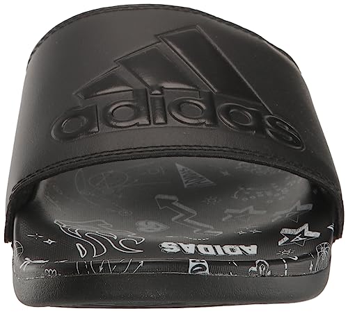 adidas Unisex Adilette Comfort Slide Sandal, Core Black/Core Black/White, 15 US Men