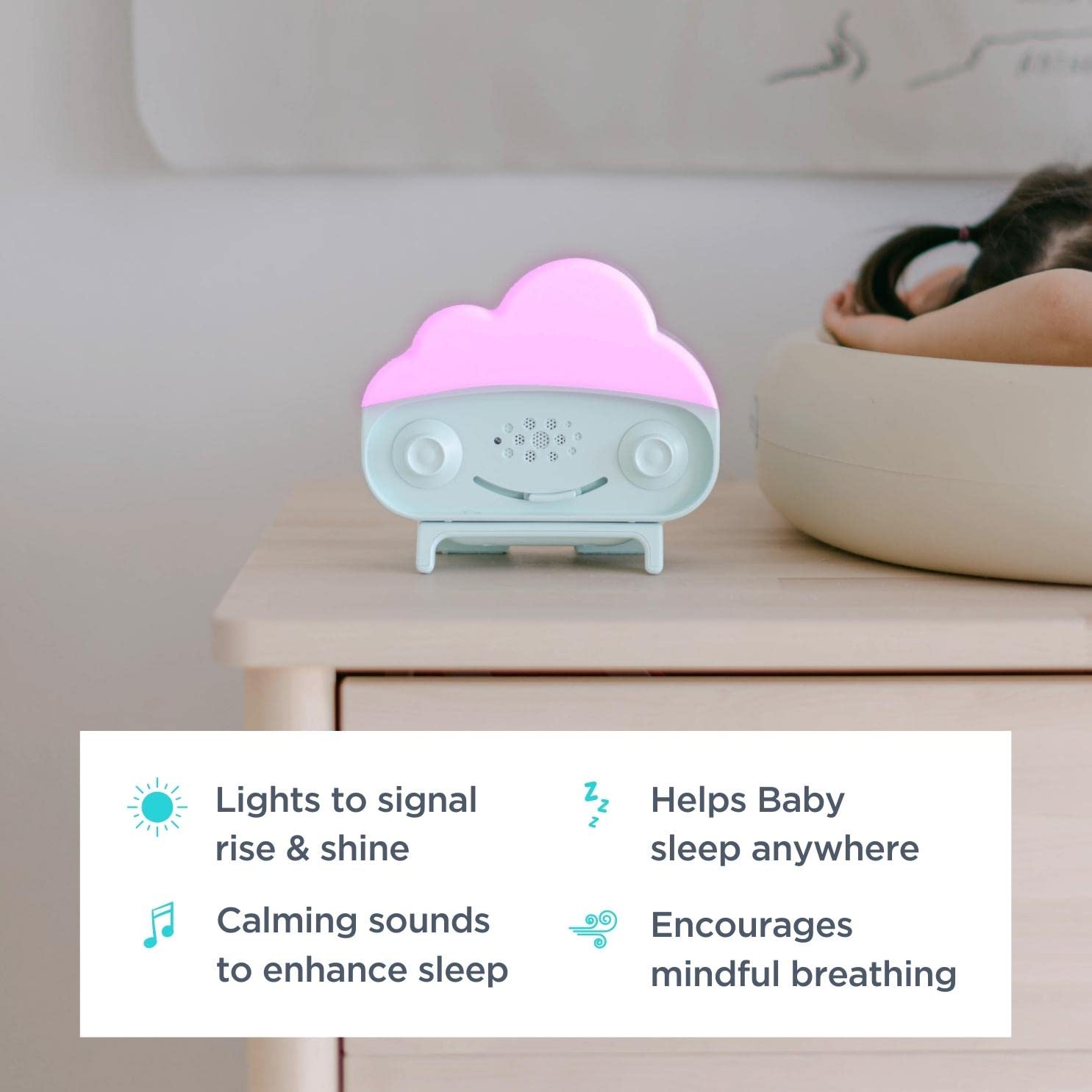 Happiest Baby SNOObie Smart White Noise Machine - Portable Baby Sound Machine with Night Light - 12 Soothing Sounds for Sleep Training, Teal