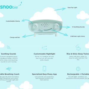 Happiest Baby SNOObie Smart White Noise Machine - Portable Baby Sound Machine with Night Light - 12 Soothing Sounds for Sleep Training, Teal