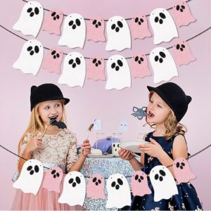 Glitter Pink Ghost Garland Halloween Banner Ghost Party Decorations Pink Halloween Decorations Birthday Kids Halloween Party Decorations Pink Halloween Decor