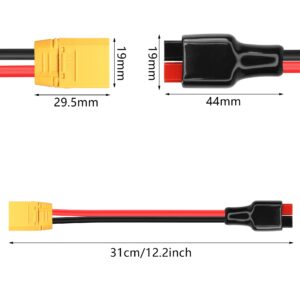 PNGKNYOCN 45A Connector to XT90 Short Cable,12AWG XT90 Male Plug to Solar Panel Connector Conversion Cable for Portable Power Station,Solar Panel（0.3M）