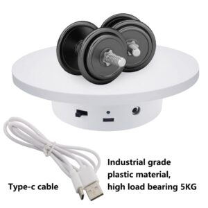 Rotating Display Stand Turntable With Remote Control 2 Lids 5.1in/7.09in Diameter 11lb Load capacity Type-C Power Supply for Photography Product, Turner Cup Displaying (18cm White)