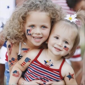 American Flag Tattoos(Nearly a hundred styles）, USA Tattoos, Red White and Blue Party Supplies, Patriotic Temporary Tattoos for Independence Day, Memorial Day, and Labor Day