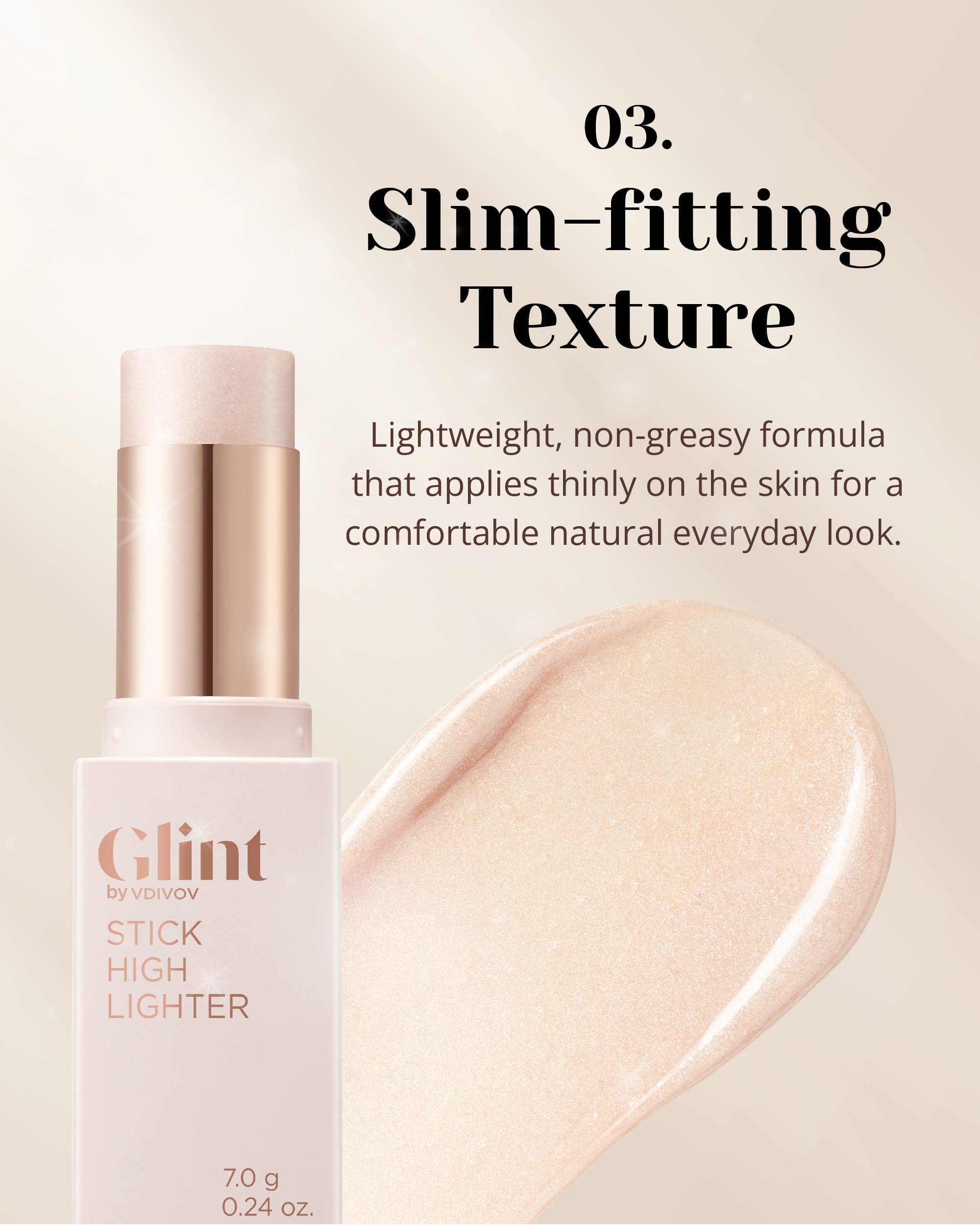 Glint Stick Highlighter (Dewy Moon, 0.3oz) - Multi-Use Illuminator Stick, Creamy & Blendable Color | Korean Skincare