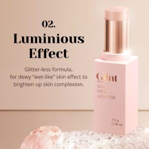 Glint Stick Highlighter (Dewy Moon, 0.3oz) - Multi-Use Illuminator Stick, Creamy & Blendable Color | Korean Skincare