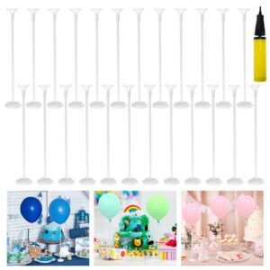 rubfac balloon stand kit 24 sets balloon cup with stick and flower base table desktop support holder for wedding birthday party supplies,white