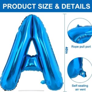 TONIFUL 40 Inch Large Blue Letter A Balloons Giant Alphabet Letter Balloons,Foil Mylar Big Balloons for Birthday Party Anniversary New Year Graduation Supplies Decorations