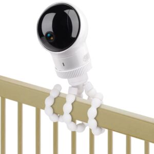 tripod baby monitor mount for eufy baby monitor camera, flexible baby monitor holder crib mount without tools or wall damage - white