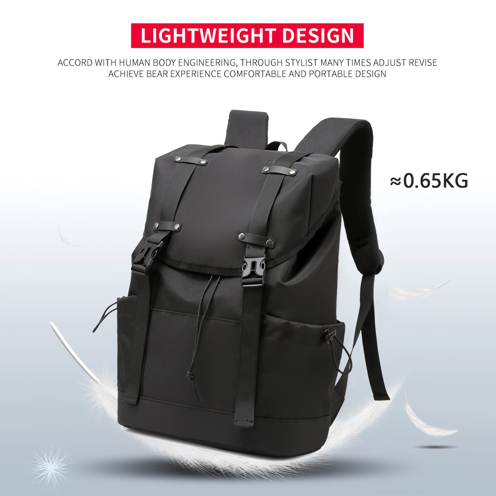 Voici et Voila Casual Bag for Men Classic High School Backpack For Teens Boys Fashionable Outdoor Bag Popular Travel Bag Black