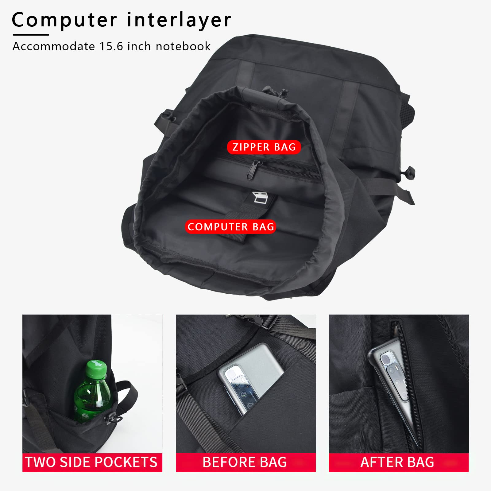 Voici et Voila Casual Bag for Men Classic High School Backpack For Teens Boys Fashionable Outdoor Bag Popular Travel Bag Black