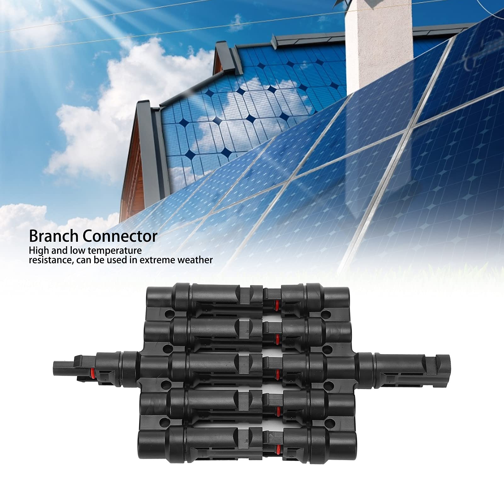 2PCS Branch Connector, Branch Connector to Strengthen The Stability, Waterproof and Dustproof 5 to 1 Solar Panel, PPO Insulation Material, for Solar Panel Cable