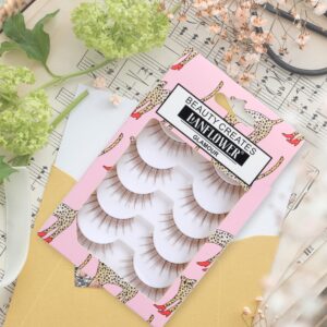 Brown Lashes Clear Band Natural Wispy Manga Brown Eyelashes Short Soft 5 Pairs Halloween Decorative Brown False Eyelashes Pack by Lanflower