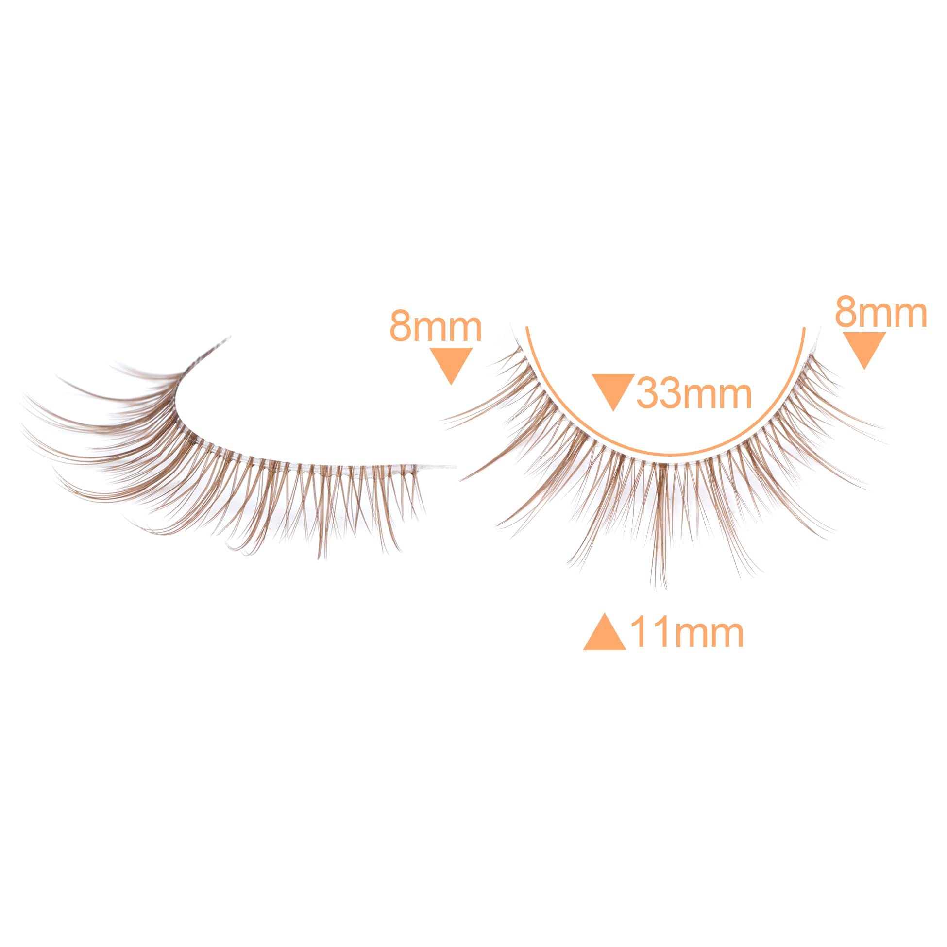 Brown Lashes Clear Band Natural Wispy Manga Brown Eyelashes Short Soft 5 Pairs Halloween Decorative Brown False Eyelashes Pack by Lanflower