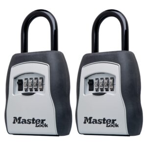 master lock key lock box, outdoor lock box for house keys, key safe with combination lock, 5 key capacity, 2 pack, 5400ec2, black