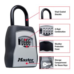 Master Lock Key Lock Box, Outdoor Lock Box for House Keys, Key Safe with Combination Lock, 5 Key Capacity, 2 Pack, 5400EC2, Black