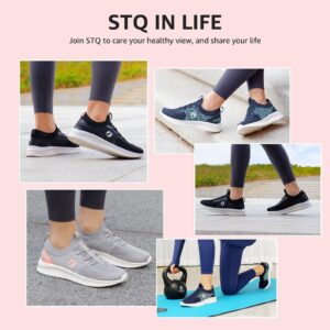 STQ Walking Shoes Women Arch Support Slip on Sneakers Ladies Nurse Mesh Breathable Comfortable with Memory Foam Light Grey Pink Size 8.5