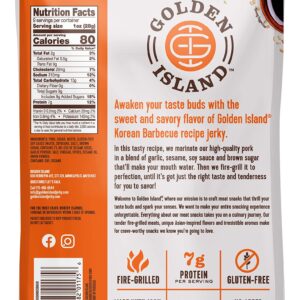 Golden Island Pork Jerky Korean Barbecue – Gluten Free Protein Snack, Korean BBQ Flavor, Made with 7g of Protein Per Serving – 9 Oz (Pack of 2)