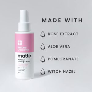 natural outcome Matte Makeup Setting Spray | Mattifying Lock In Makeup Setting Mist | Keeps Makeup Fresh All Day | Add Vibrance & Shine to Your Look | Oil-Free Vegan Formula for All Skin Types | 4 oz