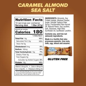 Pure Protein Nut Bars, Caramel Almond Sea Salt, 10g Protein, Gluten Free, Low Sugar, 1.65 oz, 10 Pack (Packaging may vary)