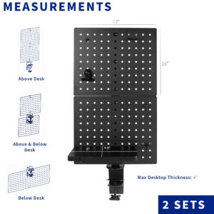 VIVO Steel Clamp-on Desk Pegboard, 24 x 20 inch Privacy Panel, Magnetic Peg Board, Office Accessory Organizer, Above or Below Desk Placement, Black, PP-DK24B