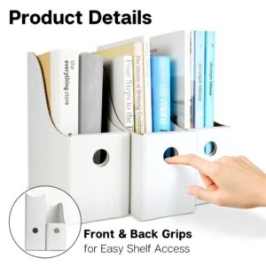 Dunwell White Magazine File Holder (6 Pack) - Sturdy Cardboard Magazine Holder, Vertical File Folder Holder, Magazine Holder for Desk, Office or Classroom Book Organizer, Paper Book Bins