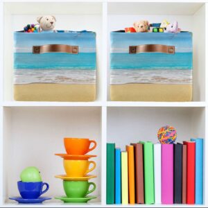 ALAZA Tropical Beach Sand Palm Tree Foldable Storage Box Storage Basket Organizer Bins with Handles for Shelf Closet Living Room Bedroom Home Office 1 Pack