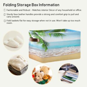 ALAZA Tropical Beach Sand Palm Tree Foldable Storage Box Storage Basket Organizer Bins with Handles for Shelf Closet Living Room Bedroom Home Office 1 Pack