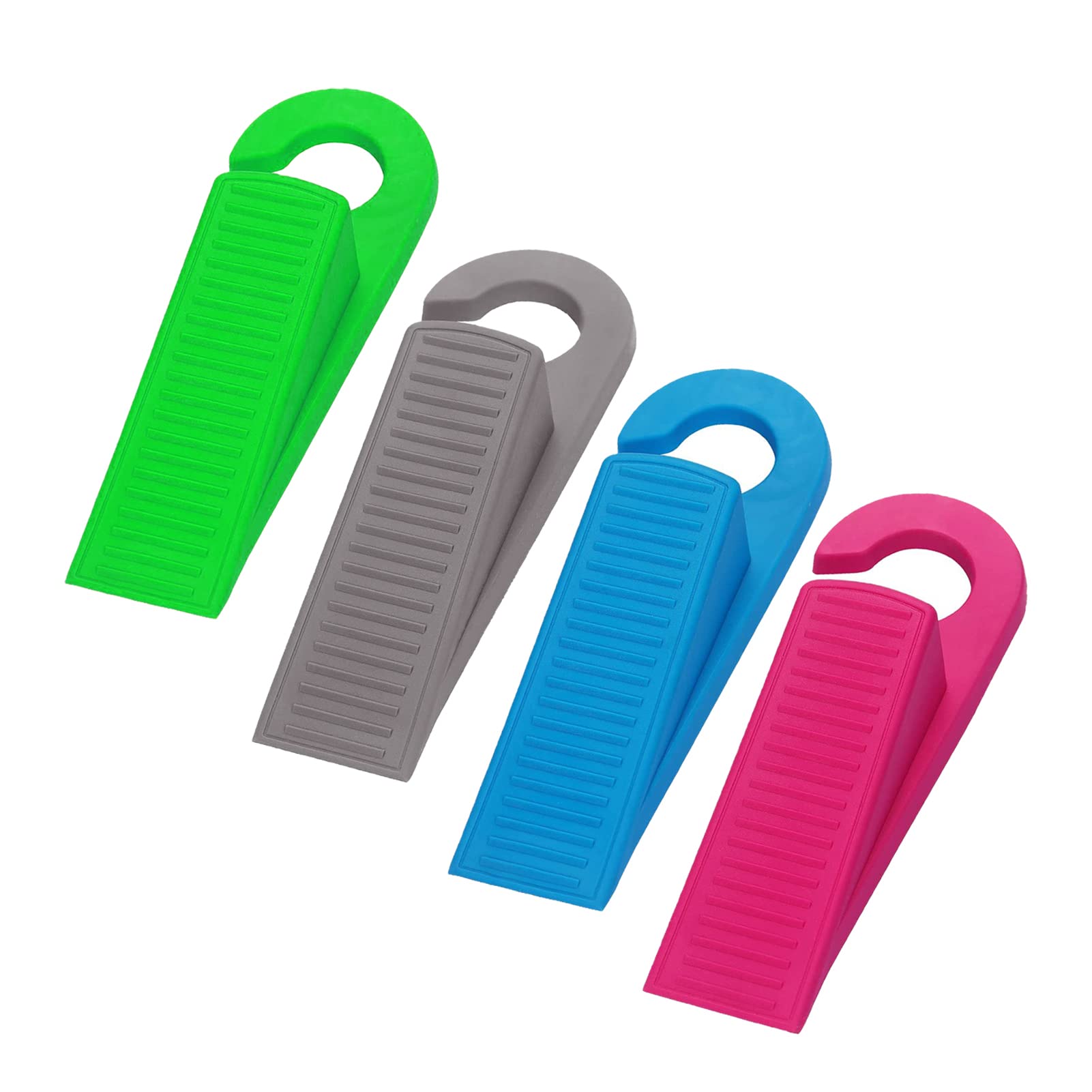 MOODKEY 4PCS Door Stoppers Premium Rubber Hook Type Door Stoppers for Bottom of Door Stoppers Wedge Anti-Slip Heavy Duty Non-Scratching Doorstops for Concrete/Tile/Carpet/Wood Floors Easy Storage