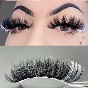 Miss Kiss Glitter Lashes White Sparkly Eyelash Silver Color Highlight False Eyelashes Fluffy Faux Mink Lash 3D Natural Look